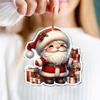 Christmas Santa Ornament 2D Acrylic Cartoon Santa Claus Xmas Tree Ornament for Holiday Tree Door Window Car Hanging Decor