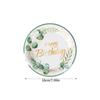 Greenery Eucalyptus Happy Birthday Disposable Plates Cups Napkins Birthday Party Decoration Green Leaf Pattern Birthday Supplies