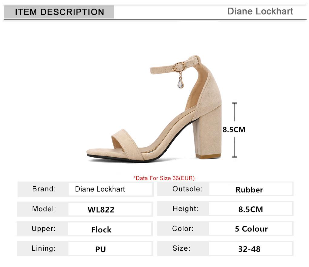 Fashion Women High Heels Sexy Pumps Open Toe Flock Thick Heel Bridal Party Shoes Ladies Buckle Strap Gladiator Sandals 32-48 Black Red