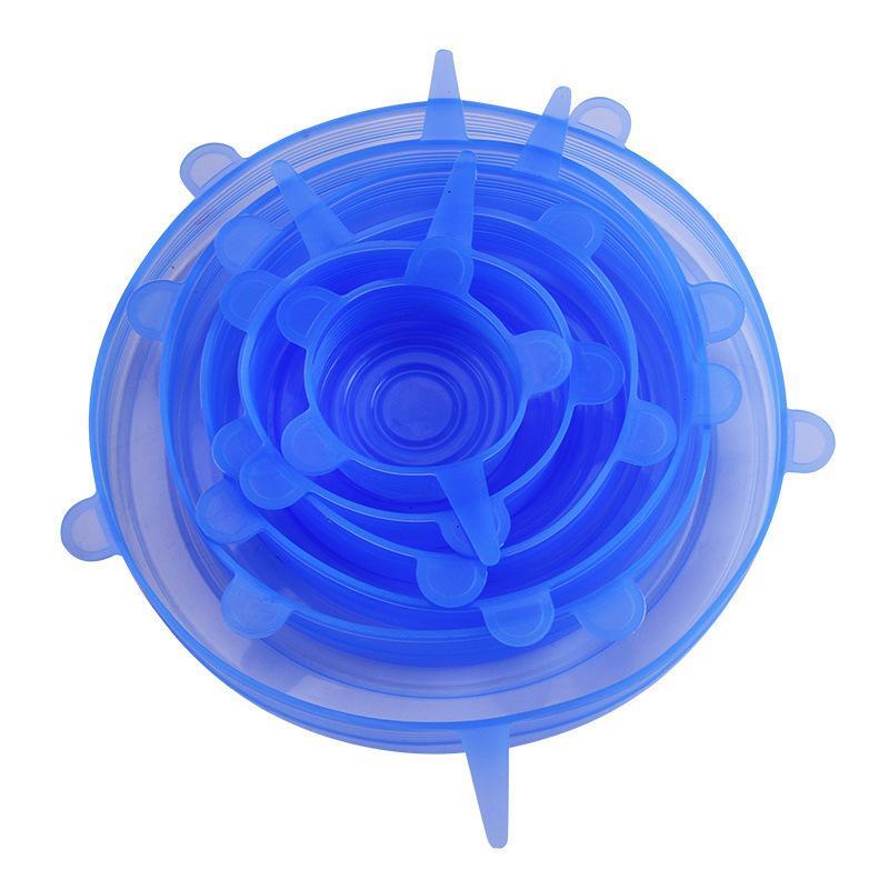 6Pcs BPA Free Reusable Silicone Preservation Covers Airtight Stretch Universal Lids for Leftover Food Storage