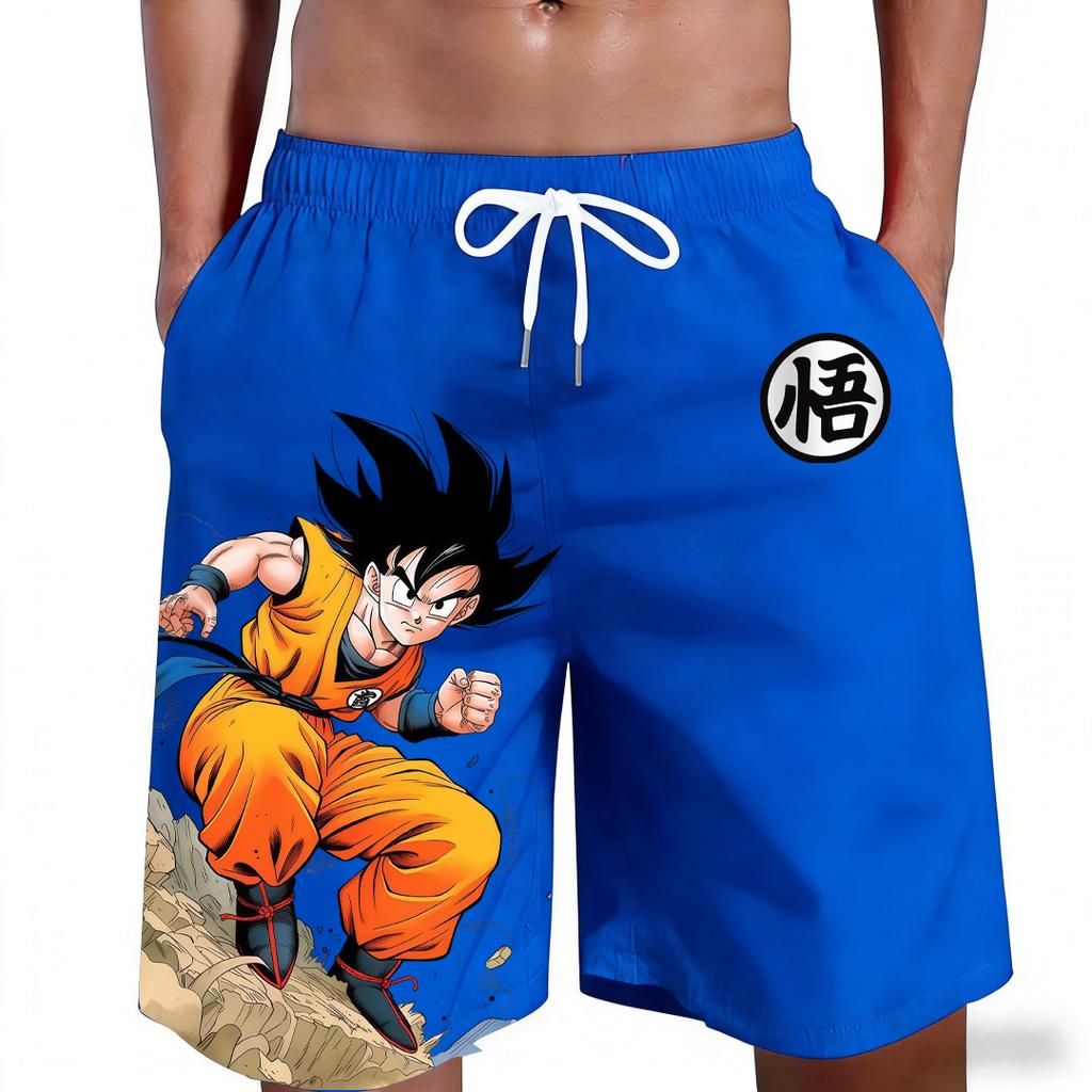 Горячая Распродажа Dragon Ball Goku Символ Кандзи Аниме Принт Пляжные Шорты Повседневные Свободные Семейные Совпадающие Наряды Летние Быстросохнущие