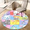 Коврик для стула Hello Kitty Круглый ковер - Милый ковер с принтом мультяшного животного для домашнего декора, Коврик для офисного стола