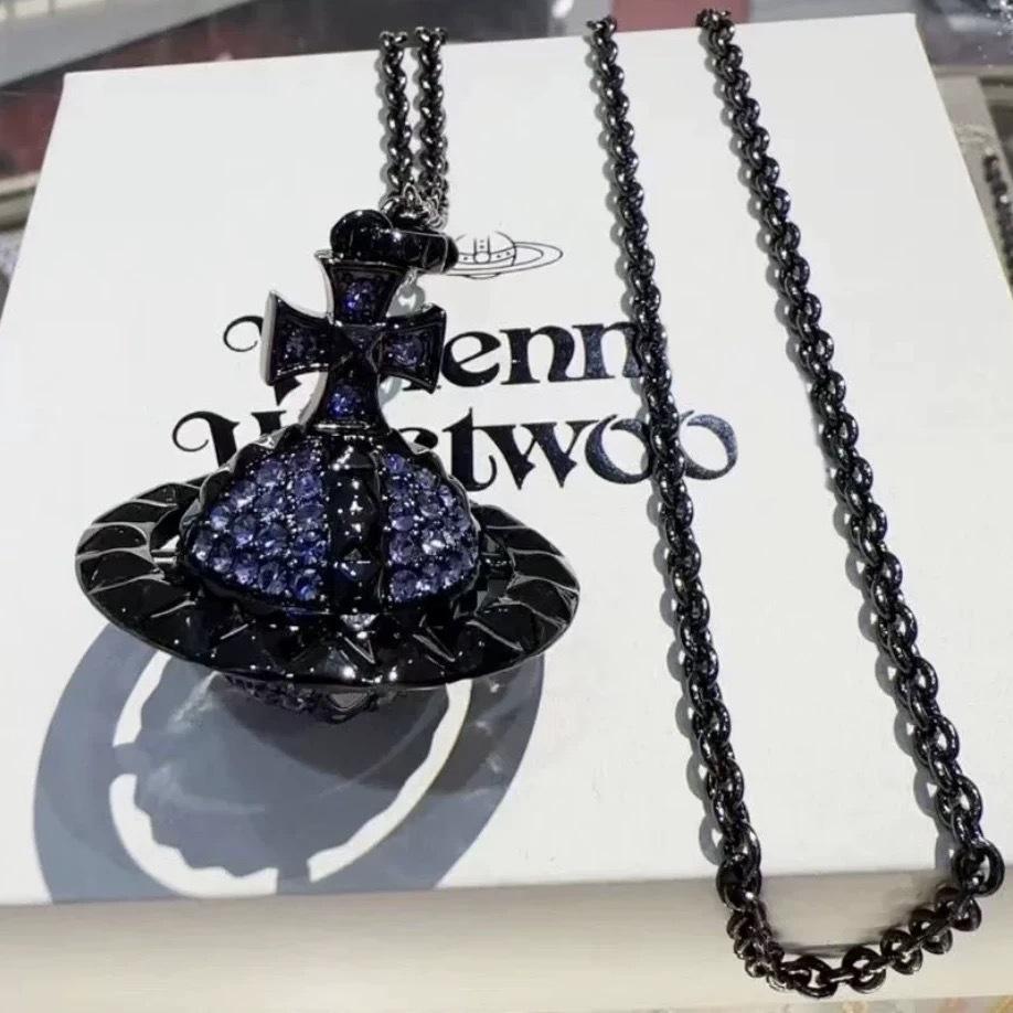 Mayfair Diamond Paved Saturn Punk Necklace for Men & Women