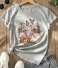 TXWomen's Crew Neck Short‑Sleeve Graphic Tee, Floral And Butterfly Print, Fashion New Arrival, Casual Soft Everyday Top For Spring Summer ****