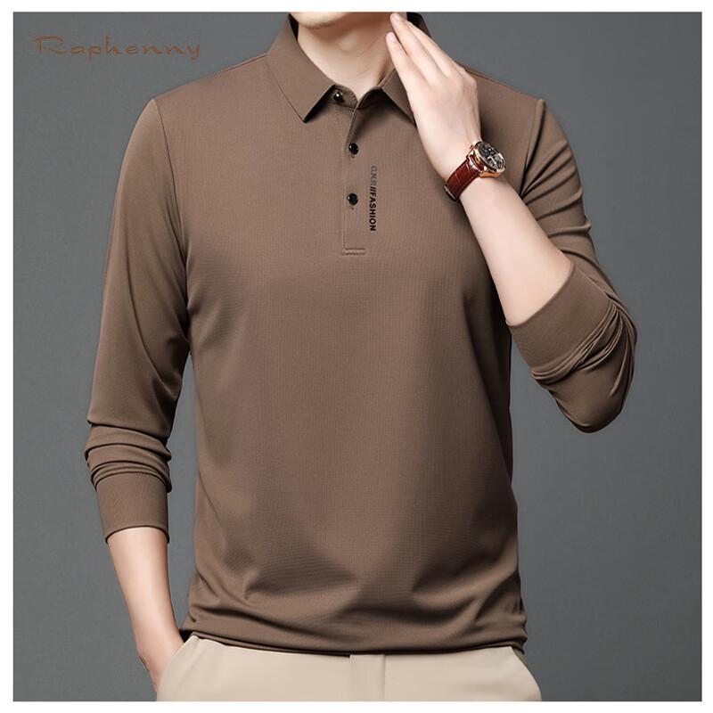 Мужская рубашка-поло Raphenny однотонная Business Casual с длинным рукавом OZ875