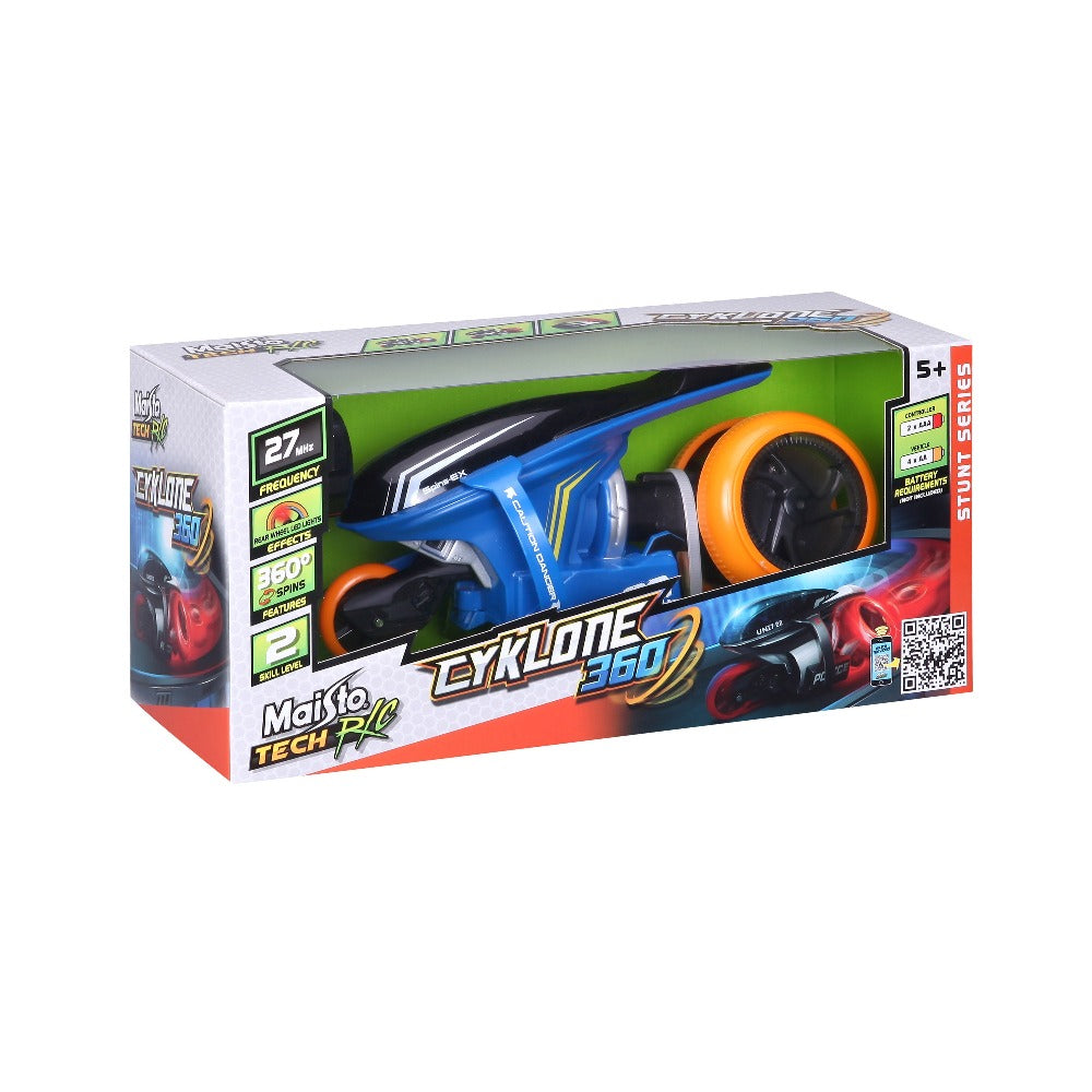 Maisto TECH Cyklone 360 Hand-held Motorcycle, Black (police Turnaround Function, LEDs)