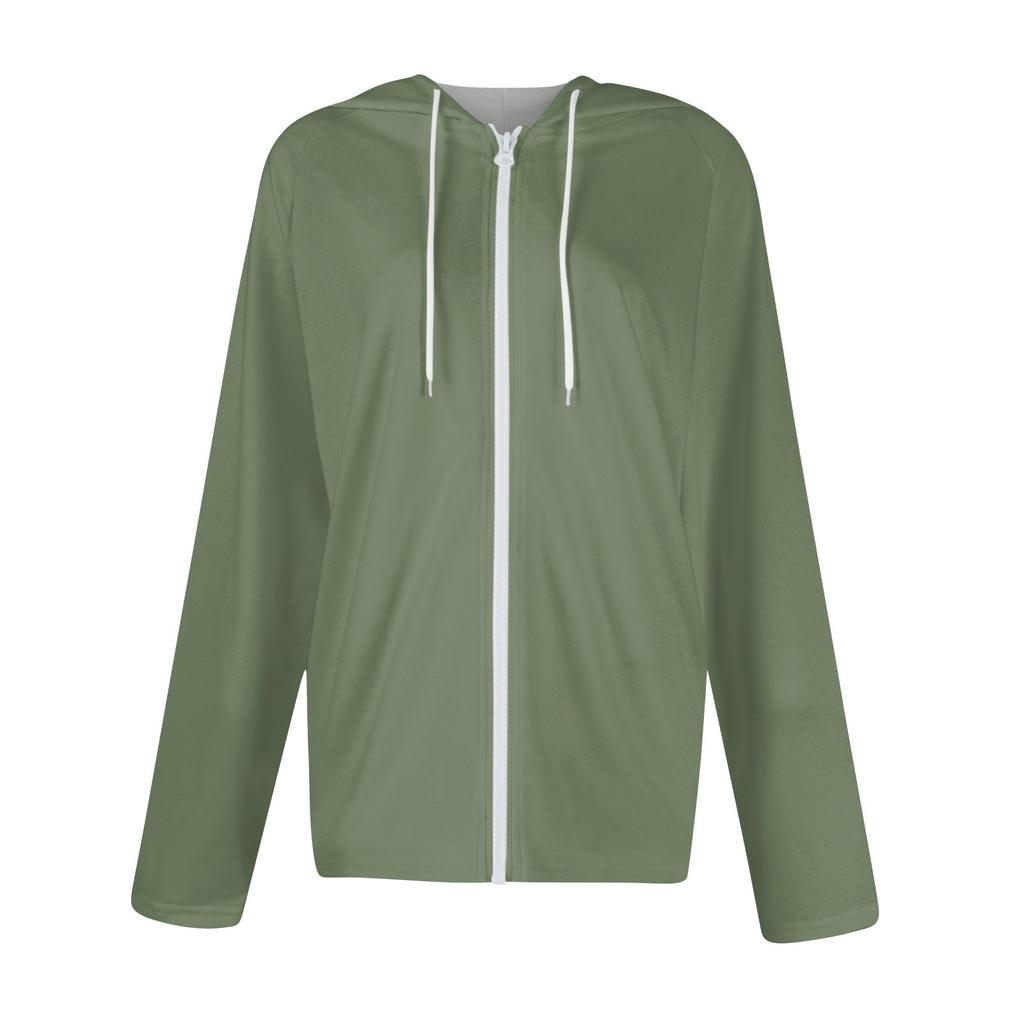 Женская мода повседневная застежка-молния с капюшоном и длинным рукавом толстовки пальто