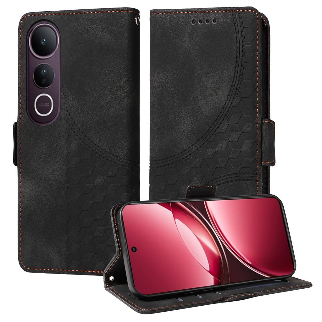 Для vivo V50 Lite 5G/vivo V50 Lite 4G Кожаные чехлы Кошелек Ромбовидный отпечаток Чехол для телефона Подставка с ремешком