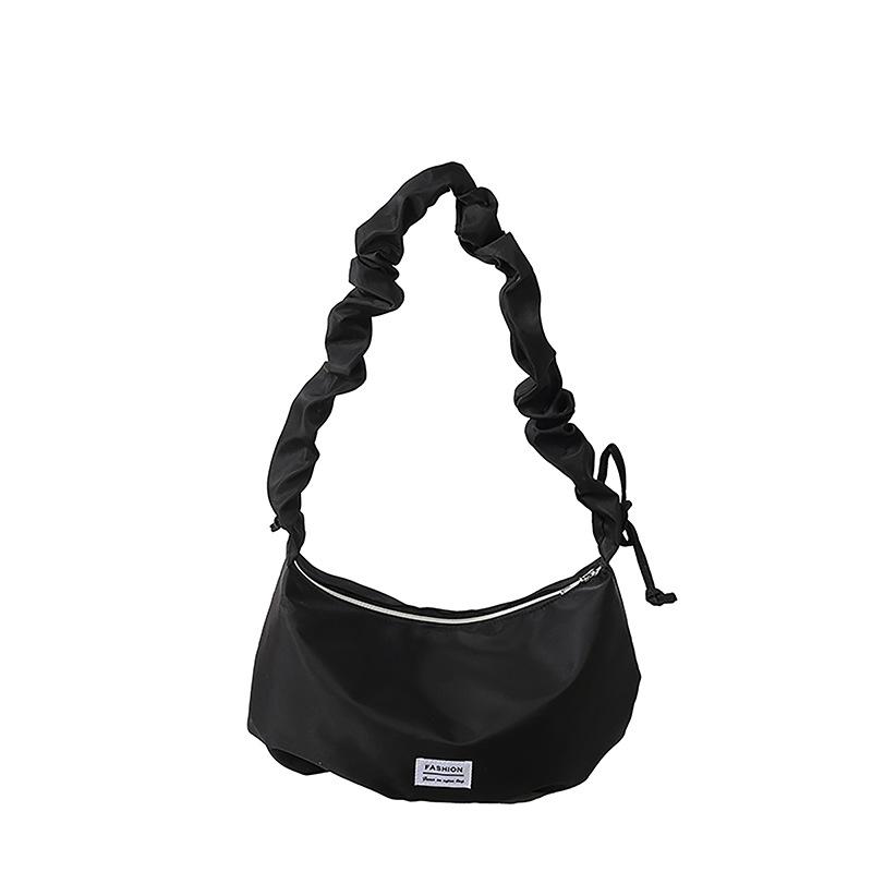2025 Spring and Summer Pleated Dumpling Bag Niche Nylon Messenger Bag Women's Casual Loose Large-capacity Underarm Bag