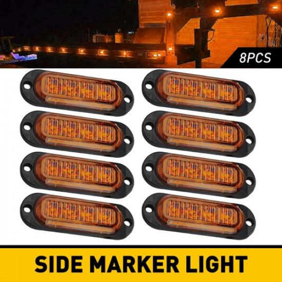 46LED Side Marker Amber Lights Clearance Light Truck Trailer RV Waterproof EOA