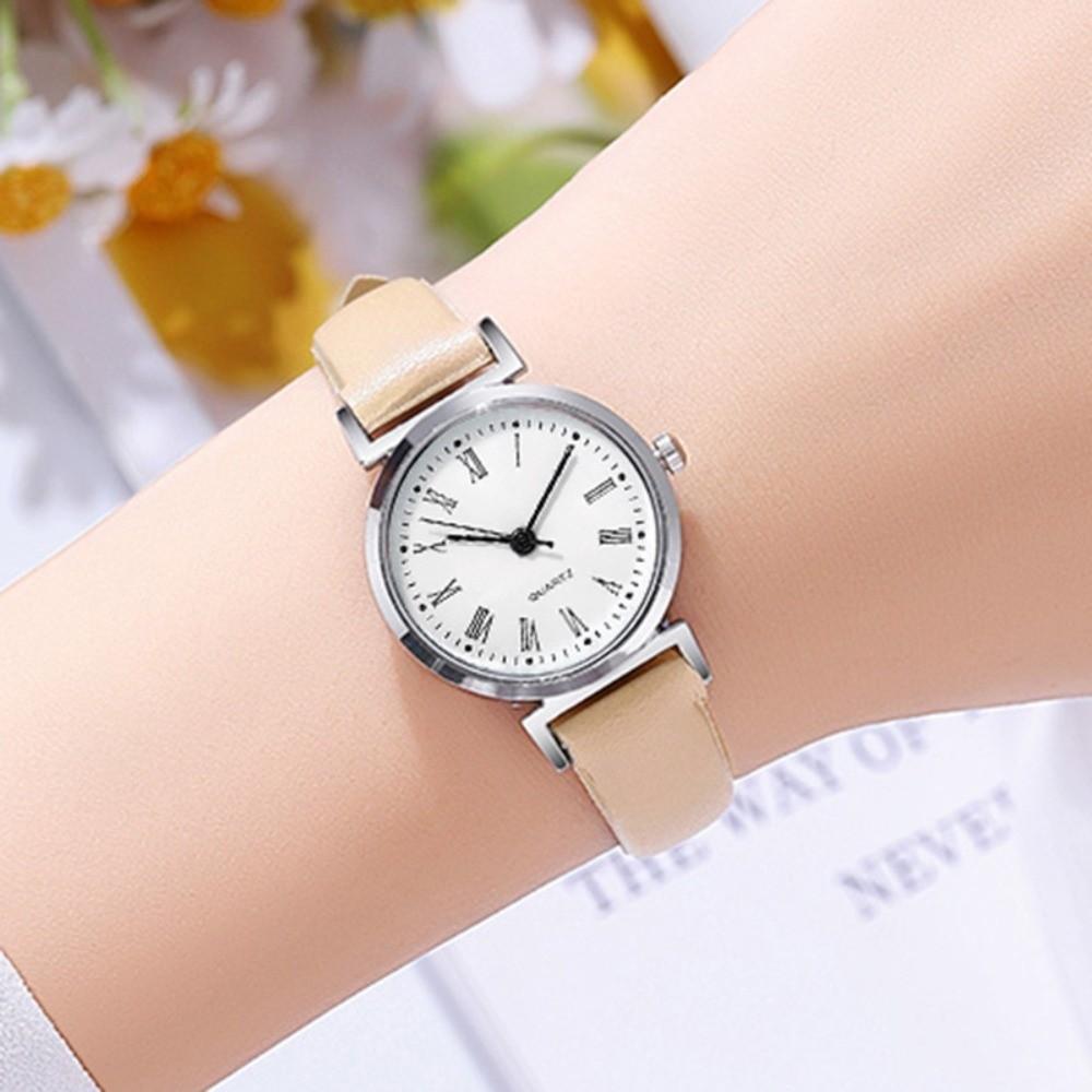 Stainless Steel Quartz Watch PU Leather Strap Ladies Wristwatches Fashion Women Watch Gifts