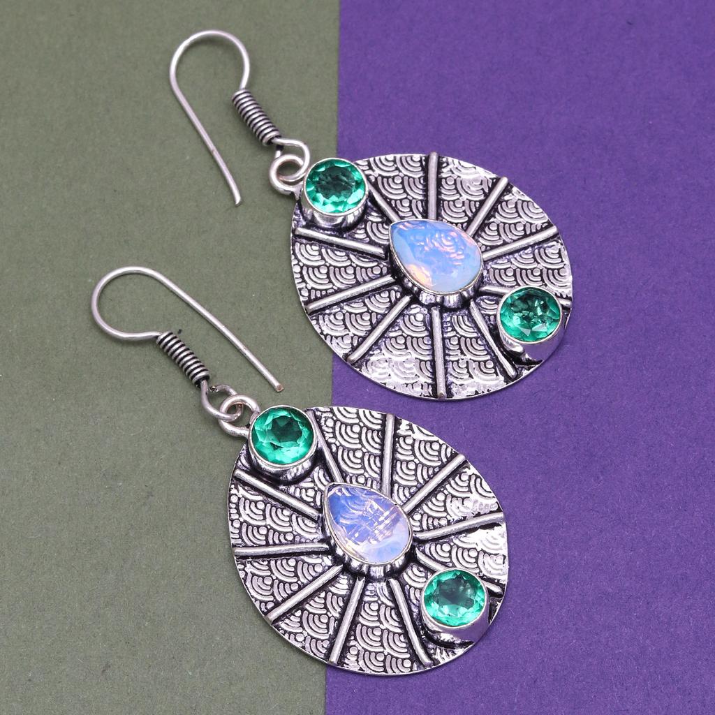 Серьги из стерлингового серебра 925 пробы с драгоценным камнем ручной работы изумруд