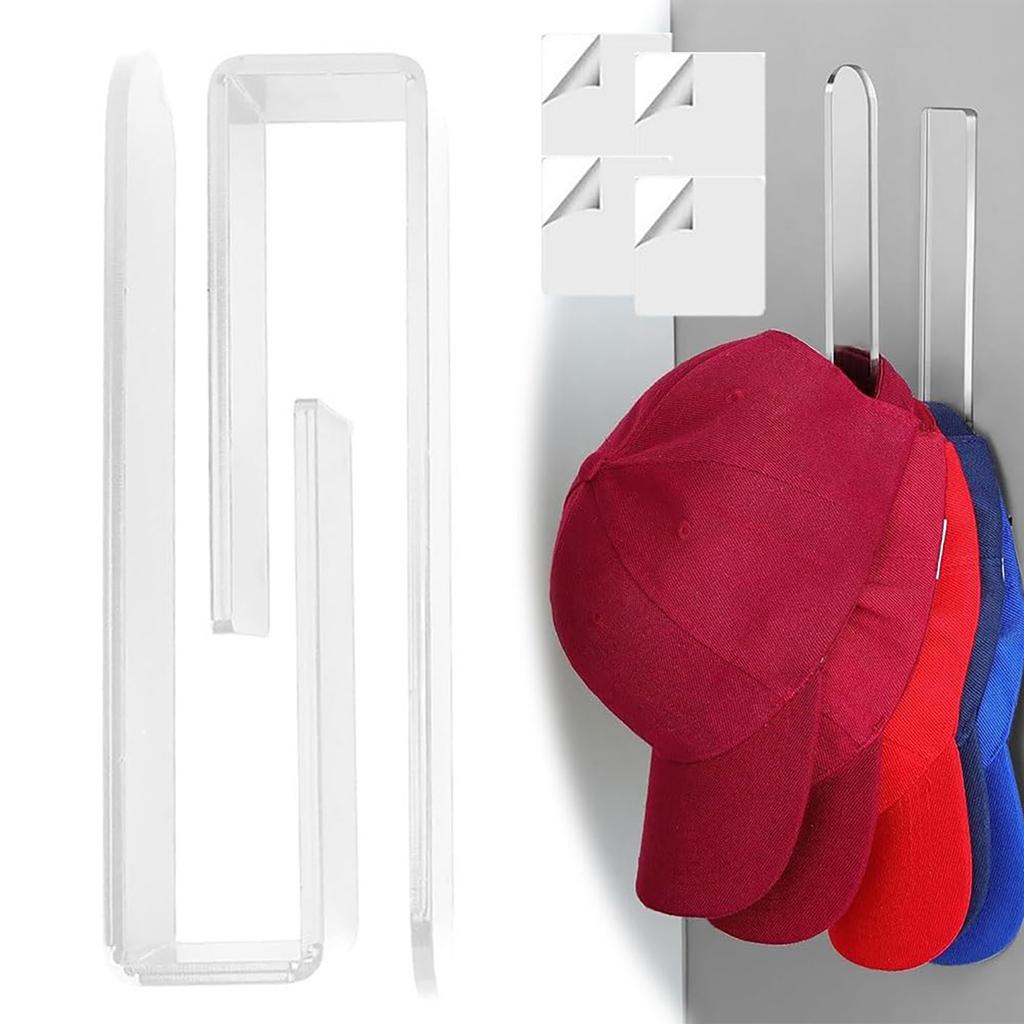 Акриловый органайзер для шляп, акриловые крючки для шляп на стену, акриловая подставка для бейсболок на клейкой основе, прочный акриловый настенный крючок для шляп без сверления