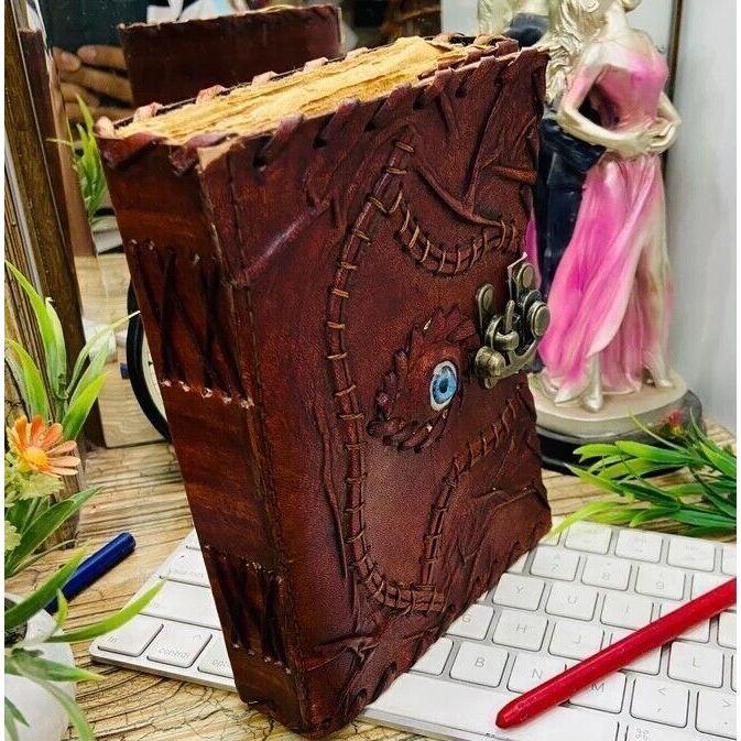 Hocus Pocus Eye Leather Journal Vintage Antique Deckle Edge Sketchbook