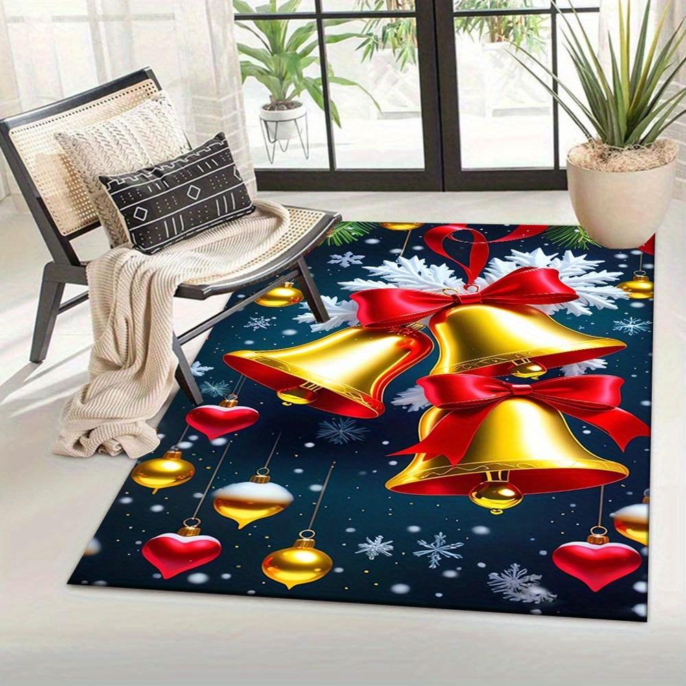 1pc Beautiful Christmas Bells Area Rug, Slip-Resistant, Easy-Clean, Stain-Resistant, Perfect for Cozy Living Rooms, Bedrooms, Kitchens, Offi