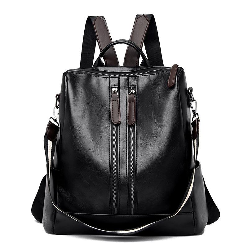 Fashion Backpack, Simple Women'S Bag, Lightweight Schoolbag, Leisure Travel, Large-Capacity Soft Leather Backpack, Women'S Bag