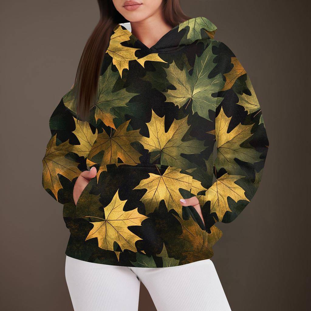 Женская мода повседневный пуловер с капюшоном толстовка с принтом длинный рукав толстовка