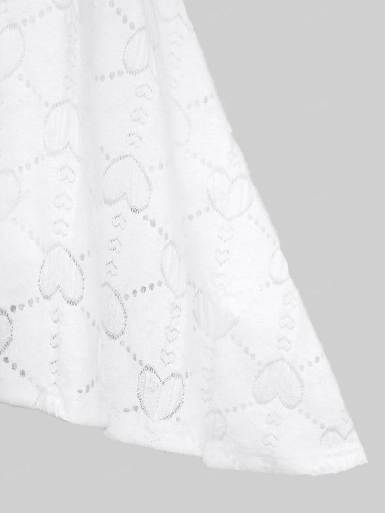 Платье 2 в 1 Rosegal размера плюс с рюшами и кружевной отделкой, с текстурированным сердцем и пуговицами из искусственного жемчуга, высокое низкое