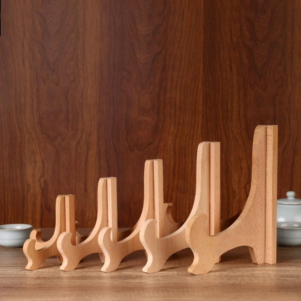 Set of 2 Wooden Plate Stands, Display Stands, Easels, Photo Frames, 5 Sizes, for Certificates and Awards (20cm Tall, Fits Diameters 26-29cm)