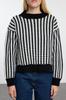 Women's Elegance Style Sweater Black Basic Striped Knitwear Sweater