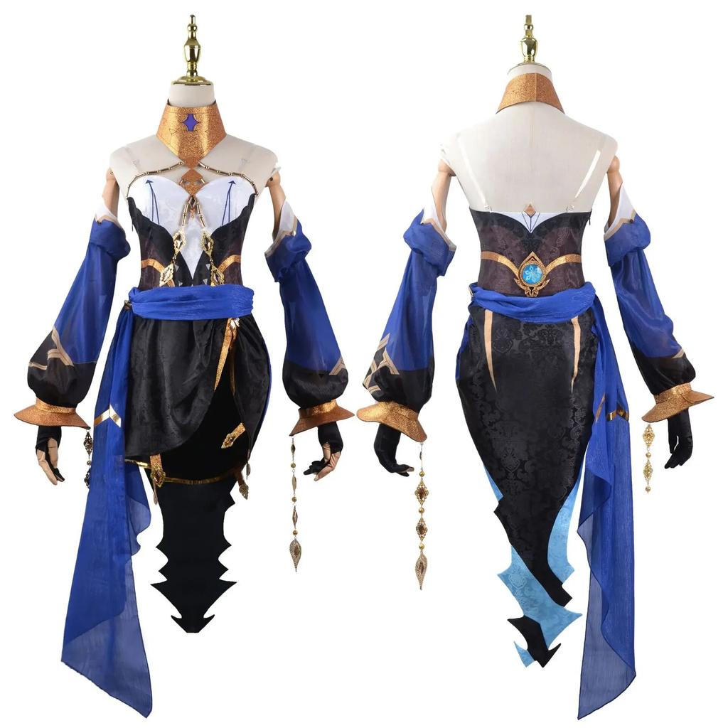 Layla Cosplay Costume Wig Genshin Impact Cosplay  Impact 3rd Layla Dress Outfit Uniform Headwear Gloves Hat Girls Women