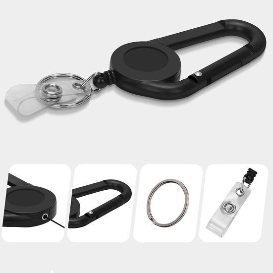 Badge Holder with Carabiner Clip Lightweight Portable Widely Used Heavy-Duty Retractable Badge Clip Key Holder