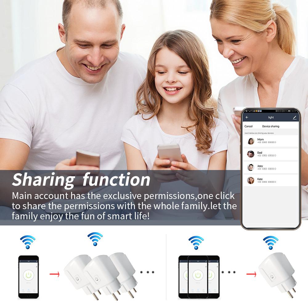 Tuya 16A 20A Eu Smart Socket Wifi Smart Plug с функцией мониторинга питания Функция синхронизации Голосовое управление Alexa Google Home Голосовое управление