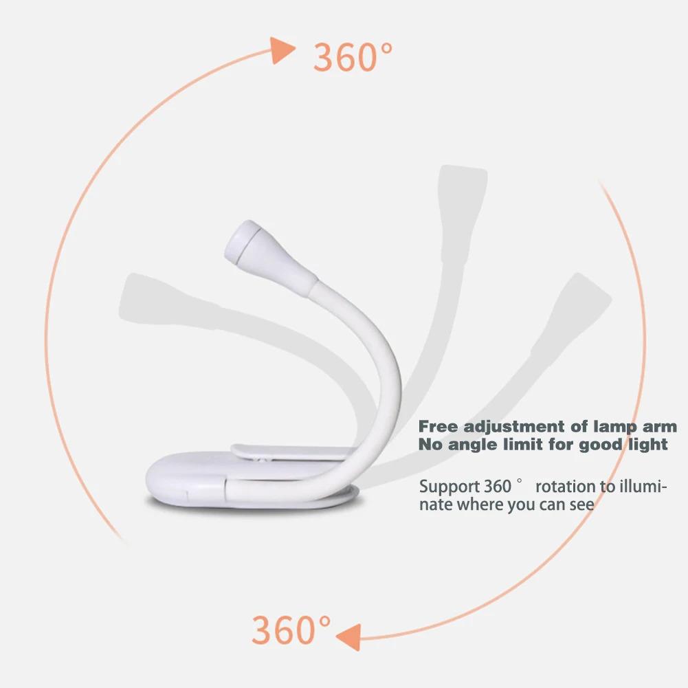 Clip-On Mini LED Book Light - 360° Rotation Rechargeable 3 Eye-Protection Modes for Bedroom Study Book Light Clip Mini Led Light