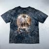 Футболка с tie-dye принтом, винтажная, XL, с изображением духа горы и птицы, племя Соколиной Охоты