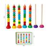 Wooden Abacus Stacking Columns - With Beads Sorting Columns And Cards To Exercise Hand-Eye Coordination And Color Recognition