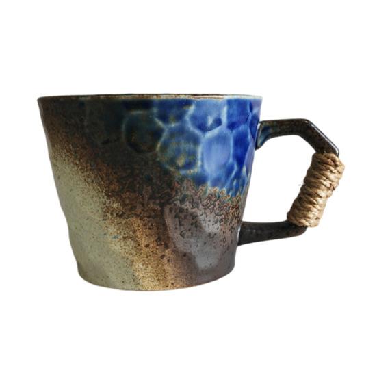 Кружка керамическая Yousheng 350 мл для чая и кофе, винтажная офисная кружка с спиральной пеньковой веревкой, чашка для воды, украшение для дома, подарок ручной работы