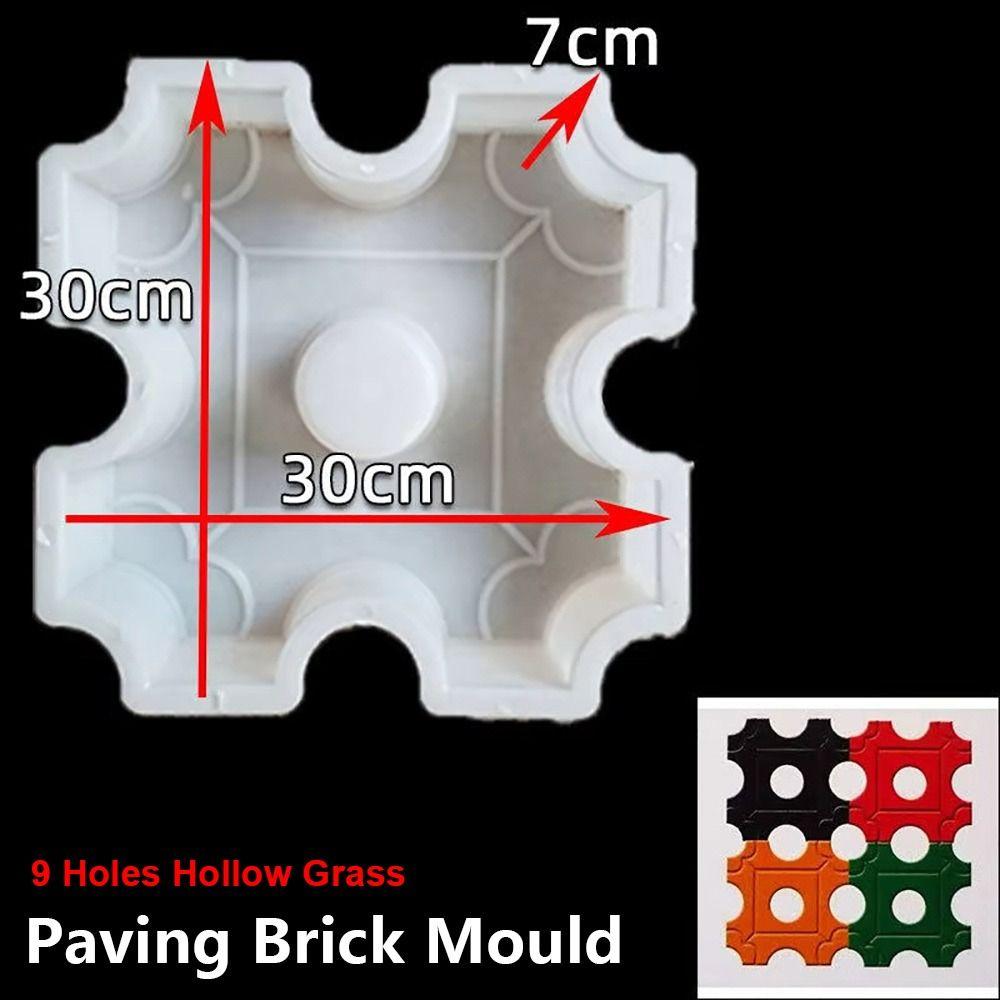 1Pcs 9 Holes Hollow Grass Paving Brick Mould Concrete Path Maker Mold  For Lawn Patio Yard Garden