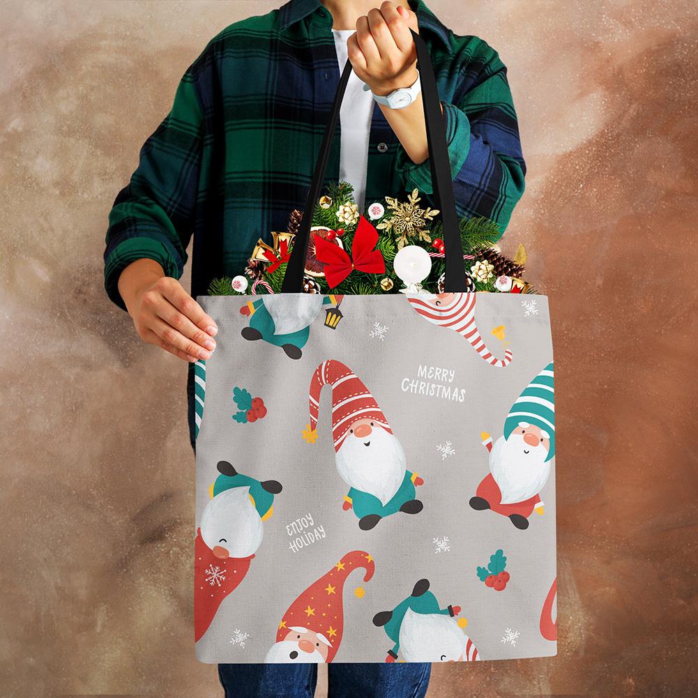 Рождественский Санта Клаус Харадзюку Холщовая сумка-шоппер Многоразовая Вместительная Сумка через плечо 2022 Рождественский подарок Складная сумка-тоут Ручная KTY