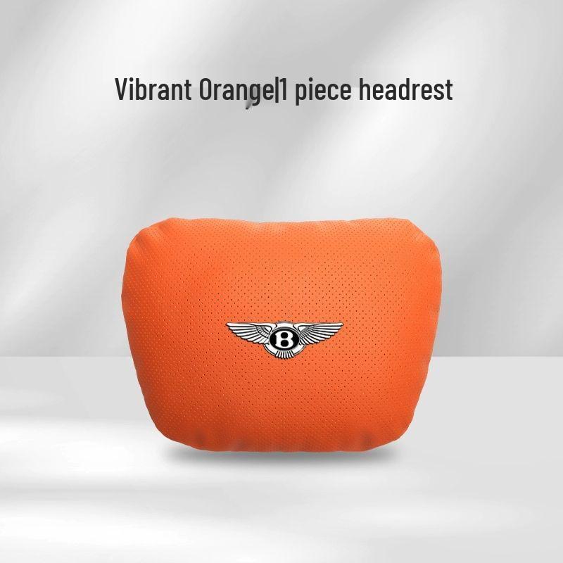 Genuine Leather Headrest, Lumbar Support, and Neck Pillow for Bentley Continental, Bentayga, Flying Spur, and Mulsanne Interiors.