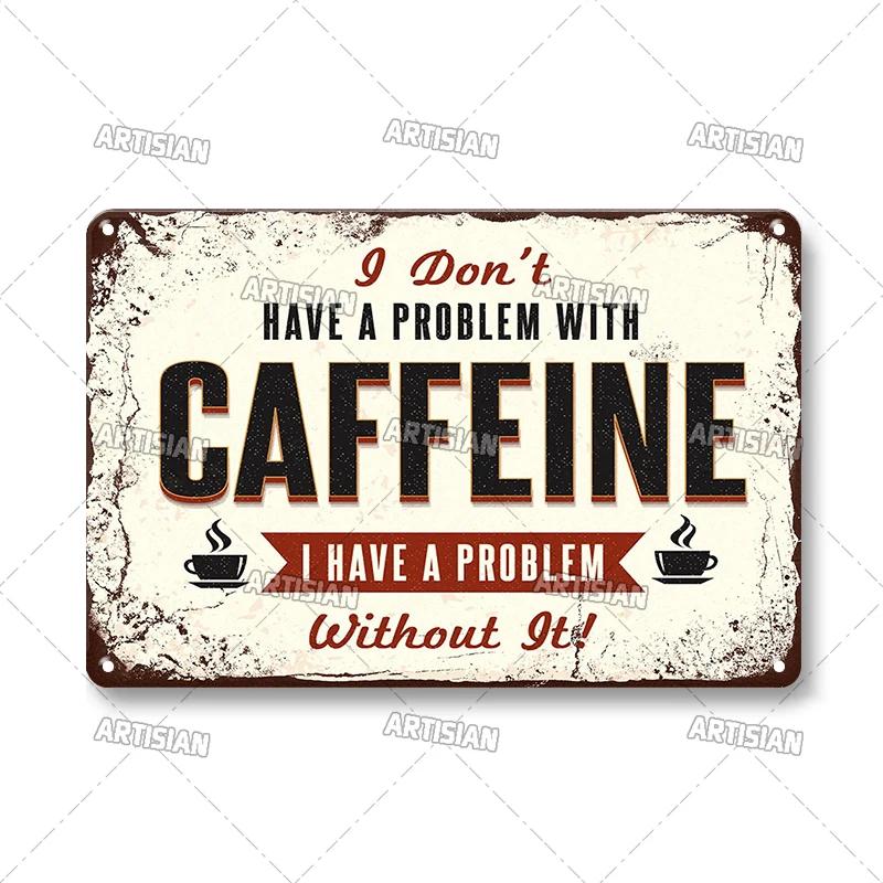 Vintage Coffee Metal Tin Sign pc Retro Tea Time Poster Decorative Plate Industrial Wall Decor for HomeBarCafe