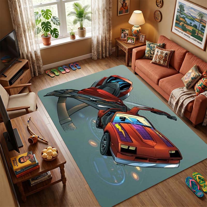 M.A.S.K. Retro 80s Cartoon Car Area Rug, Non-Slip Floor Mat for Living Room Bedroom, Vintage Action Series Carpet for Gamer Room