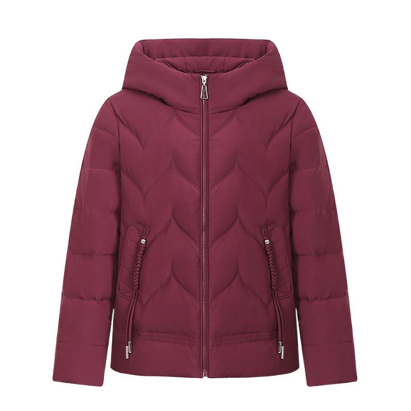 Новая пуховая куртка с капюшоном большого размера, женская короткая зимняя свободная куртка из пуха белой утки для бабушек среднего и пожилого возраста.