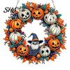 Eye-Catching Design Ornament Fall Pumpkin Sunflower Wreath Hanging Decor, Acrylic Hand Painted Christmas Tree Window Ornament, Thanksgiving Halloween