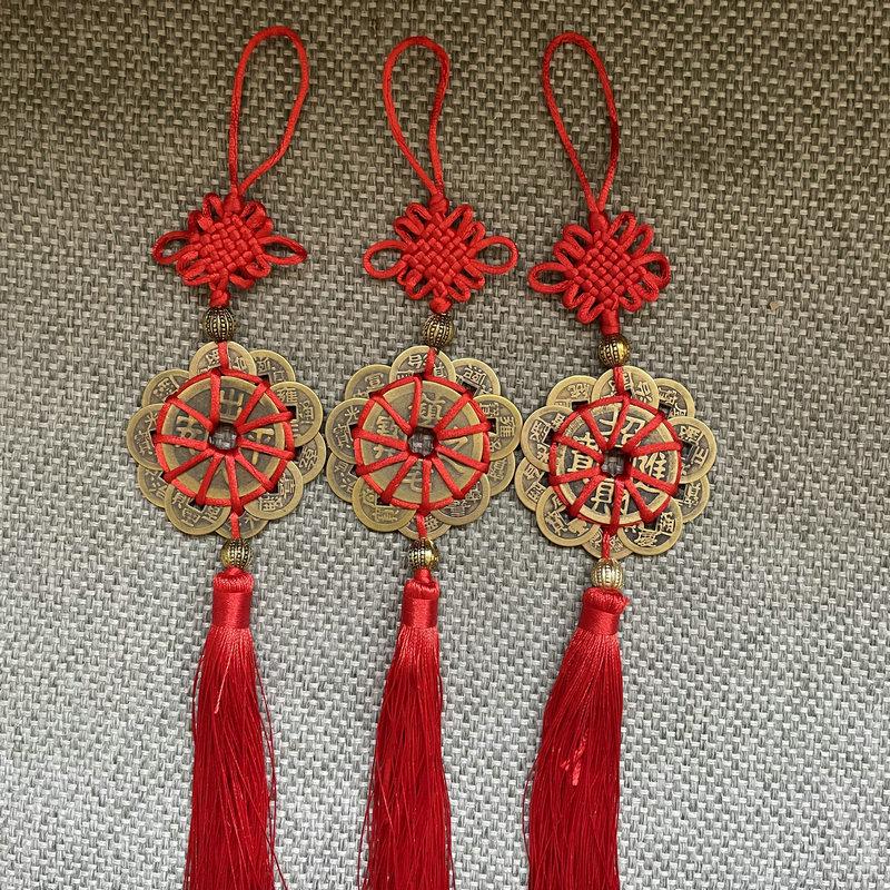 Подвеска из медной монеты «Цветок сливы» по фен-шуй — магический инструмент для домашнего декора ручной работы