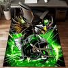 1PC Custom Name Eagle Power Helmet Green Theme Floor Mat Ideal for Living Room, Game Rooms, Office, Bedroom, Floor Mat Playful Design