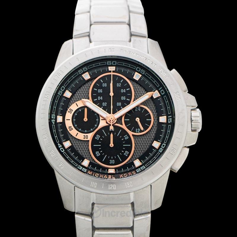 MICHAEL KORS Ryker Men's Quartz Chronograph Watch Black Dial Stainless Steel Strap 43mm MK8528