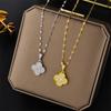 Small Fragrant Wind Set Zircon Titanium Steel Gold Clover Necklace, Party Accessories, Best Gift