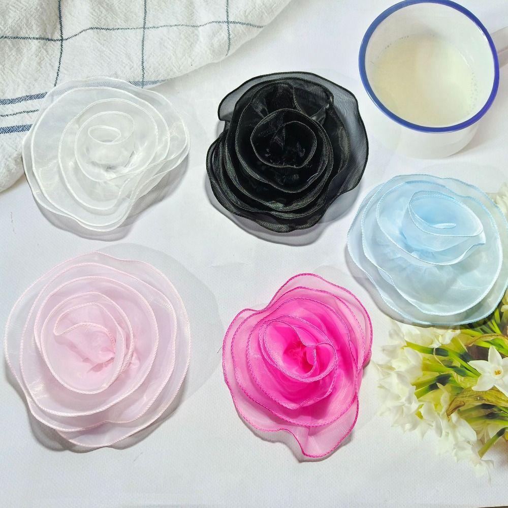 Handmade Rose Flower Brooch Multi-layer Yarn Organza Multi-Layer Floral Brooch for Women