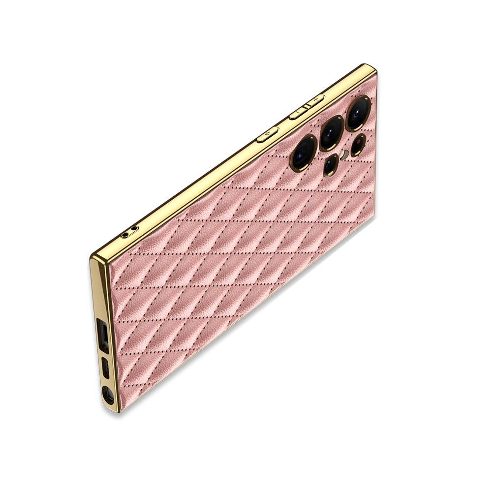 Case for Samsung Galaxy S24 Ultra, Leather Rhombus, pink