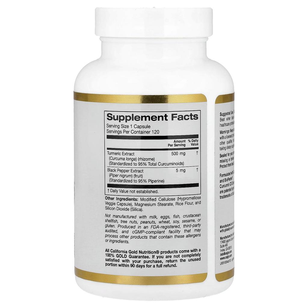 Bioperine® Curcumin C3 Complex® with Black Pepper Extract, Turmeric Curcumin Complex, Enhanced Bioavailability, 505Mg, 120 Veggie Capsules