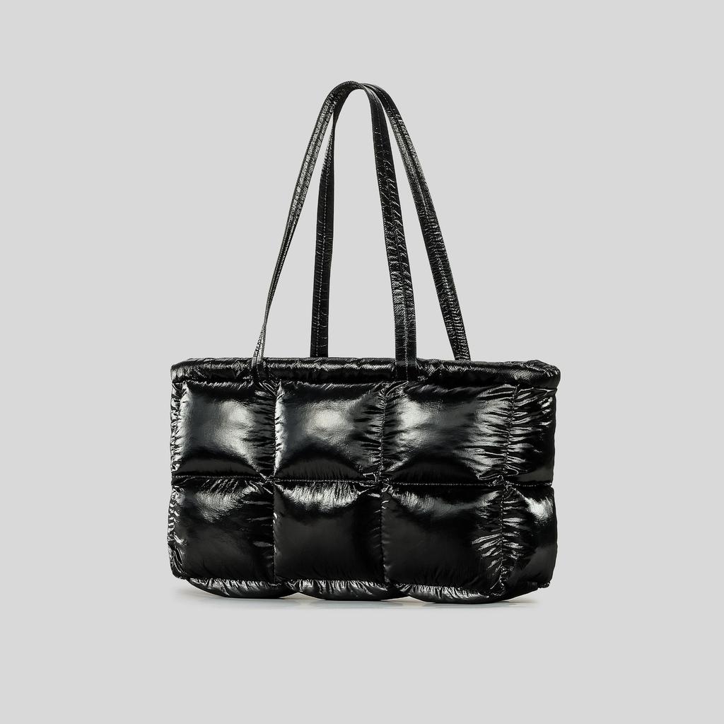 Женские сумки из хлопка с пухом, сумки через плечо большой емкости, модная глянцевая нейлоновая сумка-тоут из хлопка сэндвич