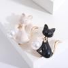 Creative Fashion Personality Pearl Enamel Dripping Kitten Brooch, Versatile Animal Brooch