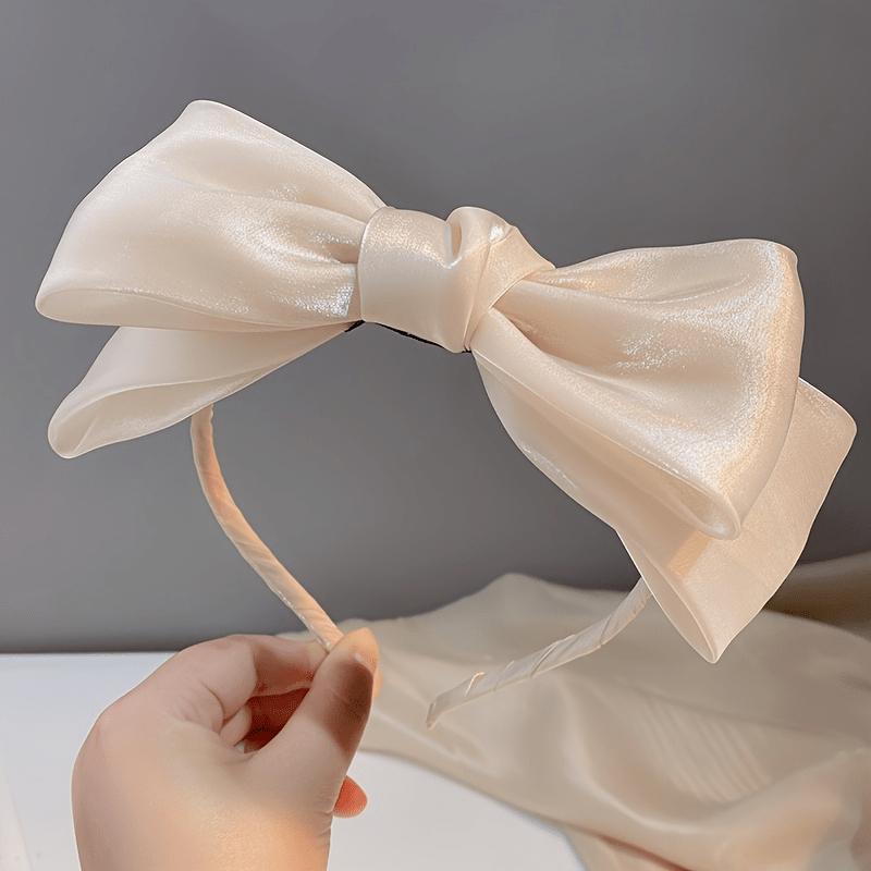Double Layer Oversized Bow Headband for Ladies | Elegant Solid Color Simple Versatile Shopping Party Hair Clip