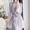 Winter Light Luxury Sexy Pajamas Girls Gold Velvet Suspender Lace Nightdress Robe Set Loungewear 7