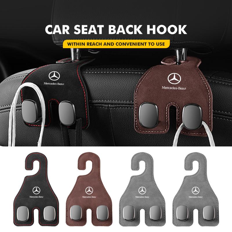 Car Back Seat Suede Hanging Double Hook Rear Row Storage Hanger For Mercedes Benz W202 W212 W126 W140 W168 W177 CLS GLE GLC GLS KUVWX1